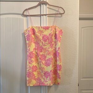 White Fox Floral Yellow and Pink Dress, XL